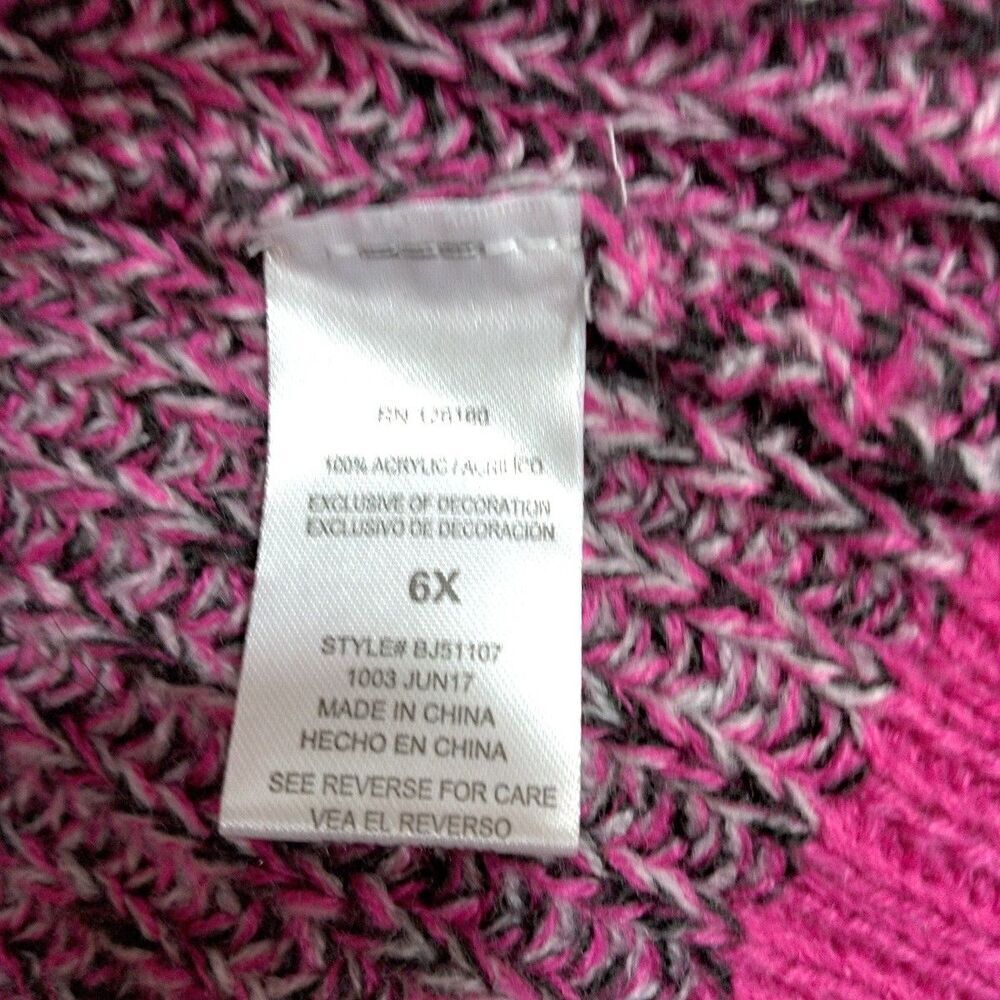 Betsey Johnson Girls 6X Cardigan Hooded Sweater Pink Open Front Sequin Star - Picture 7 of 7
